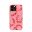 Coque rose bonbon pour iPhone 11 Pro avec motif fer à cheval porte-bonheur