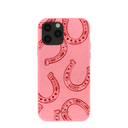 Coque rose bonbon pour iPhone 11 Pro avec motif fer à cheval porte-bonheur