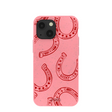 Coque rose bonbon pour iPhone 13 Mini avec motif fer à cheval porte-bonheur