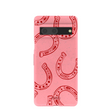 Coque Google Pixel 7 rose bonbon motif fer à cheval porte-bonheur