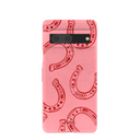 Coque Google Pixel 7 rose bonbon motif fer à cheval porte-bonheur