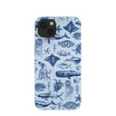 Coque iPhone 13 Bleu Poudre Vie Marine
