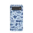 Coque Google Pixel 6 bleu poudre motif vie marine
