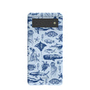 Coque Google Pixel 6 bleu poudre motif vie marine