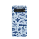 Coque Google Pixel 8 bleu poudre motif vie marine