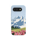 Coque Google Pixel 10a « Montagnes et fleurs bleu poudré »