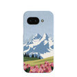 Coque Google Pixel 9a à motif de montagnes et de fleurs bleu poudre