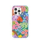 Coque iPhone 14 Pro Jardin peint en bleu électrique