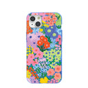 Coque iPhone 15 Plus Jardin peint bleu électrique