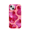 Coque iPhone 14 rose bonbon et orchidées roses