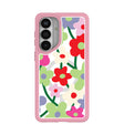 Clear Poppy Flora Samsung Galaxy S26+(Plus) Case With Petal Pink Ridge (Magnetic Charging included)