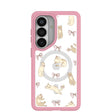 Coque transparente Purrfection pour Samsung Galaxy S26 avec bordure rose pétale (chargement magnétique inclus)