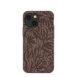 Chocolate Brown Rustic Leaves iPhone 13 Mini Case