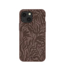 Chocolate Brown Rustic Leaves iPhone 13 Mini Case