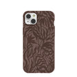 Chocolate Brown Rustic Leaves iPhone 14 Plus Case