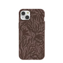 Chocolate Brown Rustic Leaves iPhone 14 Plus Case