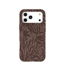 Coque iPhone 17 Pro Max à motif feuilles rustiques marron chocolat