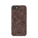 Coque iPhone 6/6s/7/8/SE motif feuilles rustiques marron chocolat