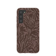 Coque Samsung Galaxy S23+(Plus) à motif feuilles rustiques marron chocolat