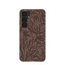 Coque Samsung Galaxy S25+(Plus) à motif feuilles rustiques marron chocolat