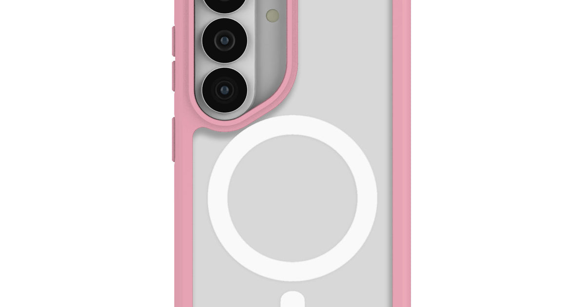 Clear Samsung Galaxy S26 Case with Petal Pink Ridge (Magnetic Charging ...