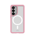 Étui transparent pour Samsung Galaxy S26 avec bordure rose pétale (chargeur magnétique inclus)