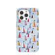 Coque pour iPhone 14 Pro, motif voiles et mouettes bleu poudre