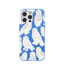 Coque pour iPhone 15 Pro Max Motif hiboux des neiges bleu électrique
