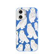 Coque iPhone 16 Motif Hiboux des neiges bleu électrique