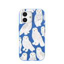 Coque iPhone 17 Motif Hiboux des neiges bleu électrique