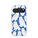 Coque Google Pixel 10/10 Pro à motif de chouettes des neiges bleu électrique
