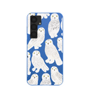 Coque Samsung Galaxy S25+(Plus) motif chouettes des neiges bleu électrique