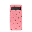 Coque Google Pixel 9 Pro XL rose bonbon à motif baies d'été