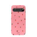 Coque Google Pixel 9 Pro XL rose bonbon à motif baies d'été