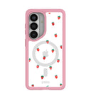 Clear Summer Berries Samsung Galaxy S26 Case With Petal Pink Ridge (Magnetic Charging included)