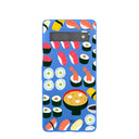 Coque Google Pixel 7a bleu électrique Sushi Night