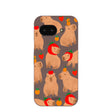 Coque Google Pixel 9a à motif capybaras marron chocolat