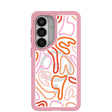Coque transparente Sweet Doodles pour Samsung Galaxy S26 avec bordure rose pétale (chargement magnétique inclus)
