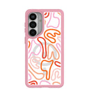 Coque transparente Sweet Doodles pour Samsung Galaxy S26+ (Plus) avec bordure rose pétale (chargement magnétique inclus)