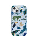 Coque iPhone 15 Forêt tropicale bleu poudre