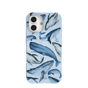 Coque iPhone 16 Baleines Bleu Poudre