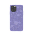 Coque pour iPhone 11 Pro avec broderies de fleurs sauvages lavande
