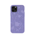 Coque pour iPhone 12 Pro Max avec broderies de fleurs sauvages lavande