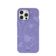 Coque pour iPhone 15 Pro Max avec broderies de fleurs sauvages lavande