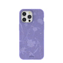 Coque pour iPhone 15 Pro Max avec broderies de fleurs sauvages lavande