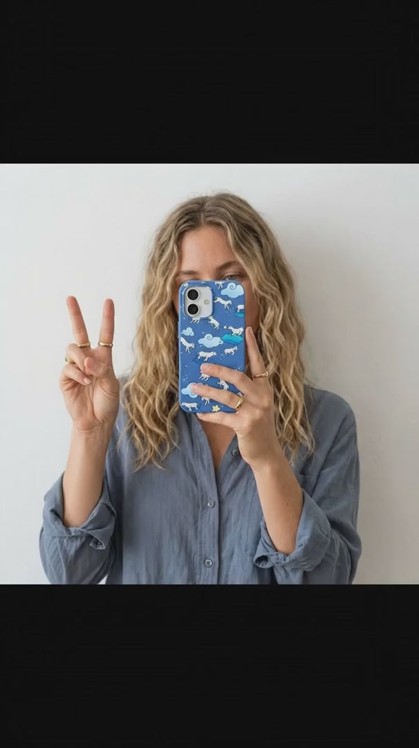 Electric Blue Sheep Dreamers iPhone 15 Case - Product video demonstration