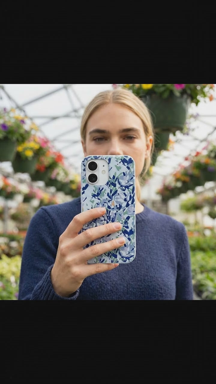 Powder Blue Blue Blooms iPhone 17 Case - Product video demonstration