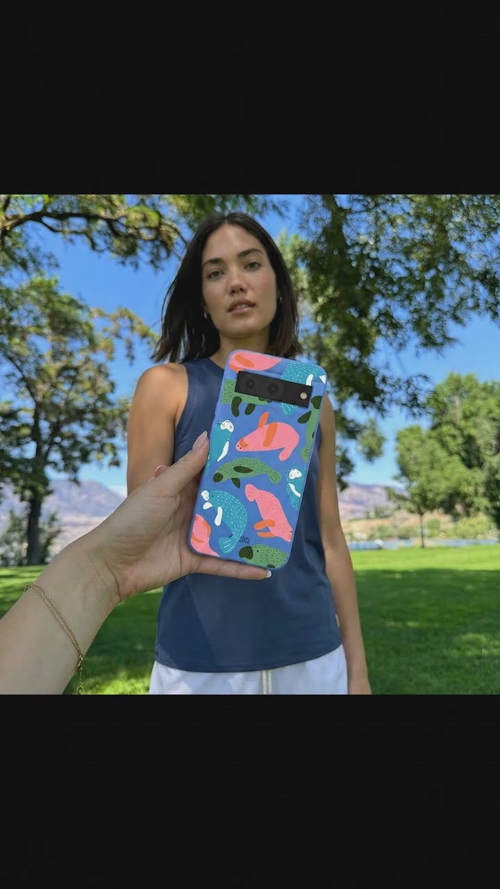 Electric Blue Sea Cows Google Pixel 8 Case - Product video demonstration