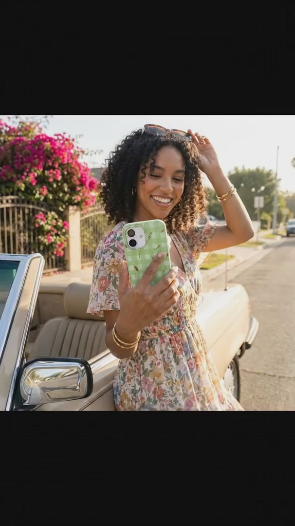 Sage Green Fall Gingham iPhone 15 Pro Case - Product video demonstration