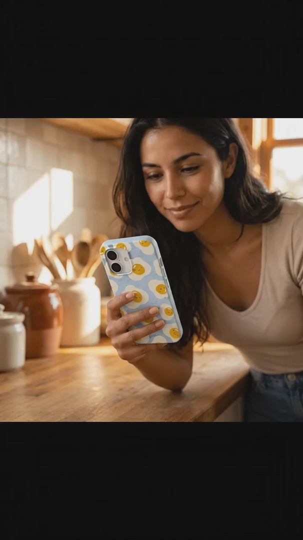 Powder Blue Sunny Side Up iPhone 16 Pro Max Case - Product video demonstration